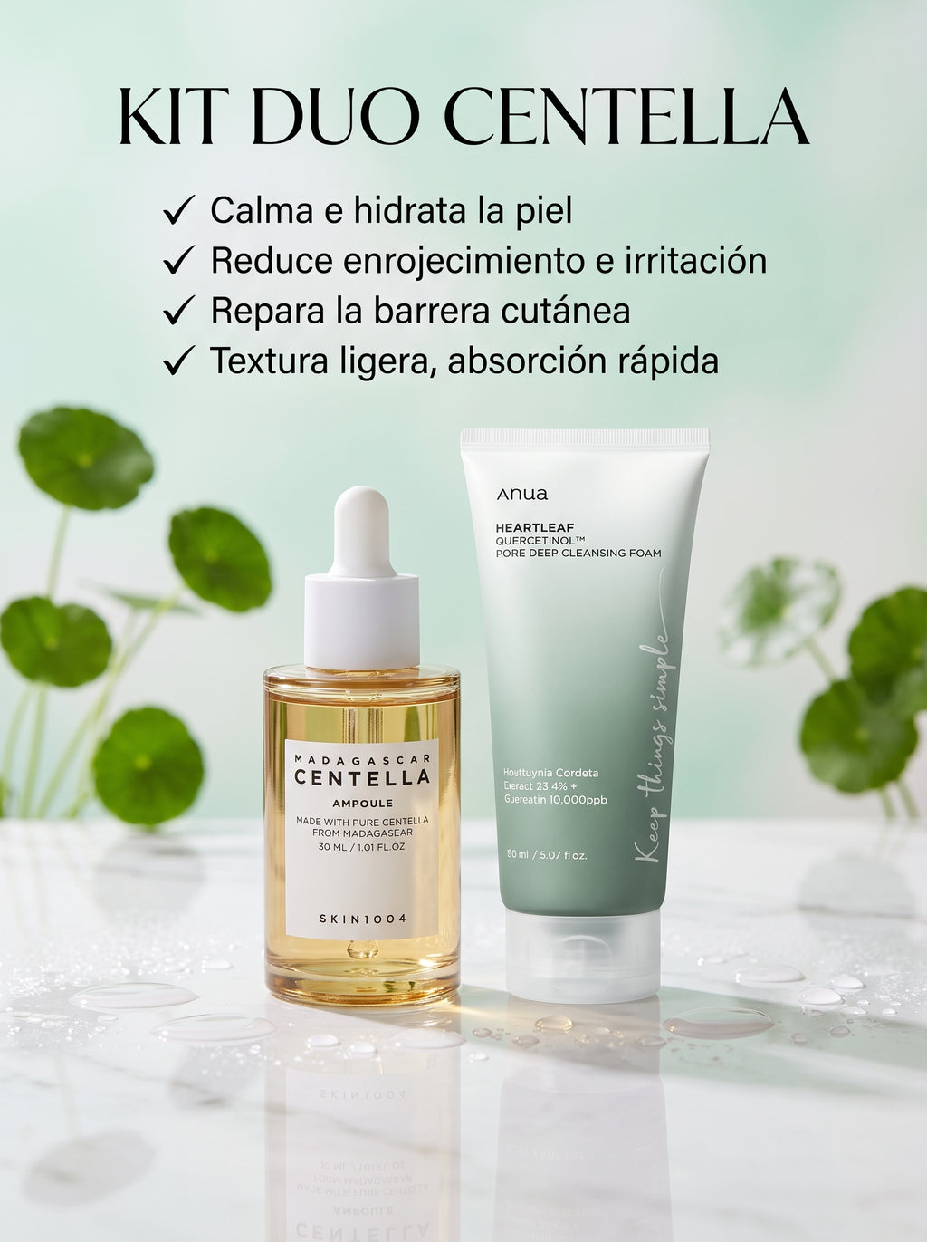 KIT 1 — SERUM CENTELLA AMP + ANUA HEARTLEAF TONER 60ML