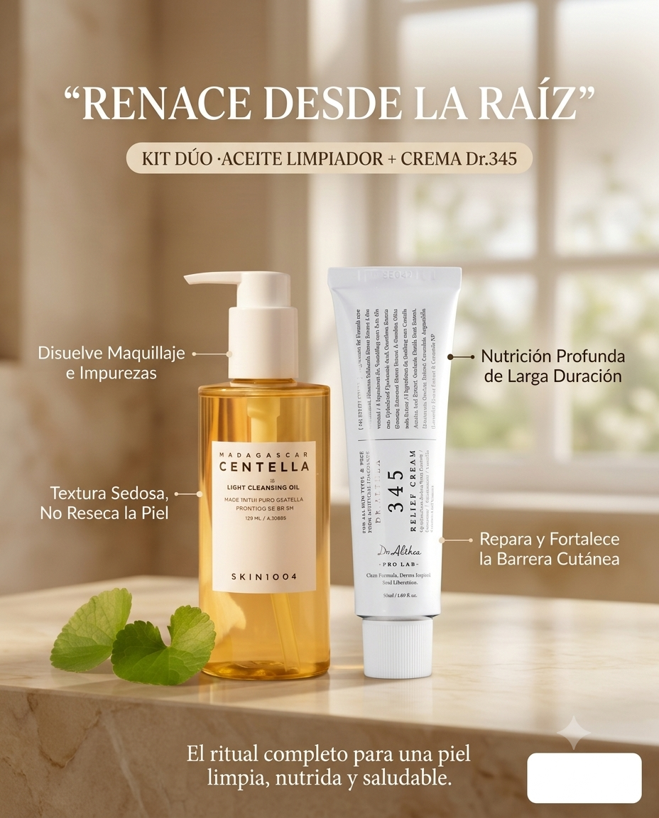 KIT 4 — LIMPIADOR ACEITE CENTELLA + CREMA 345 60ML