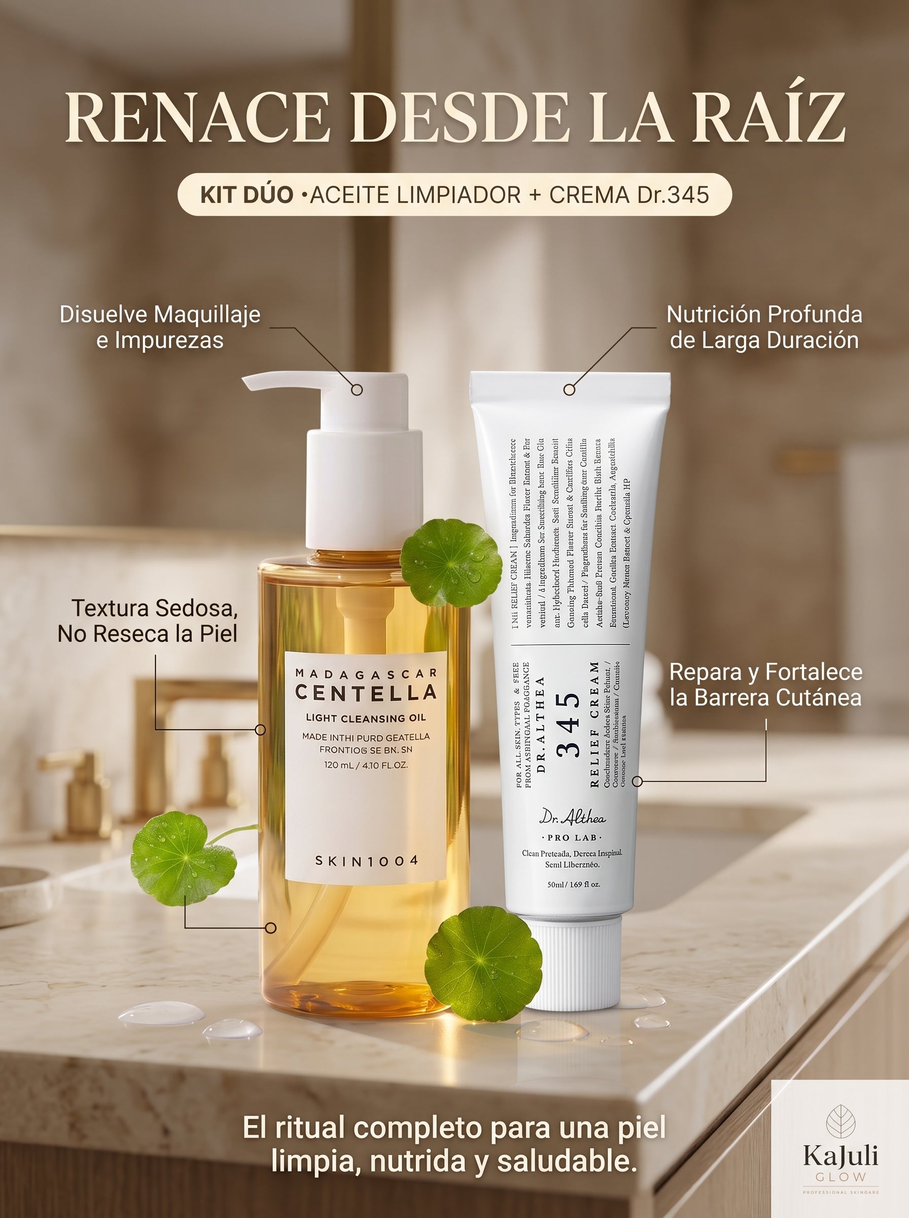 KIT 4 — LIMPIADOR ACEITE CENTELLA + CREMA 345 60ML